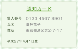 マイナンバー通知カード見本